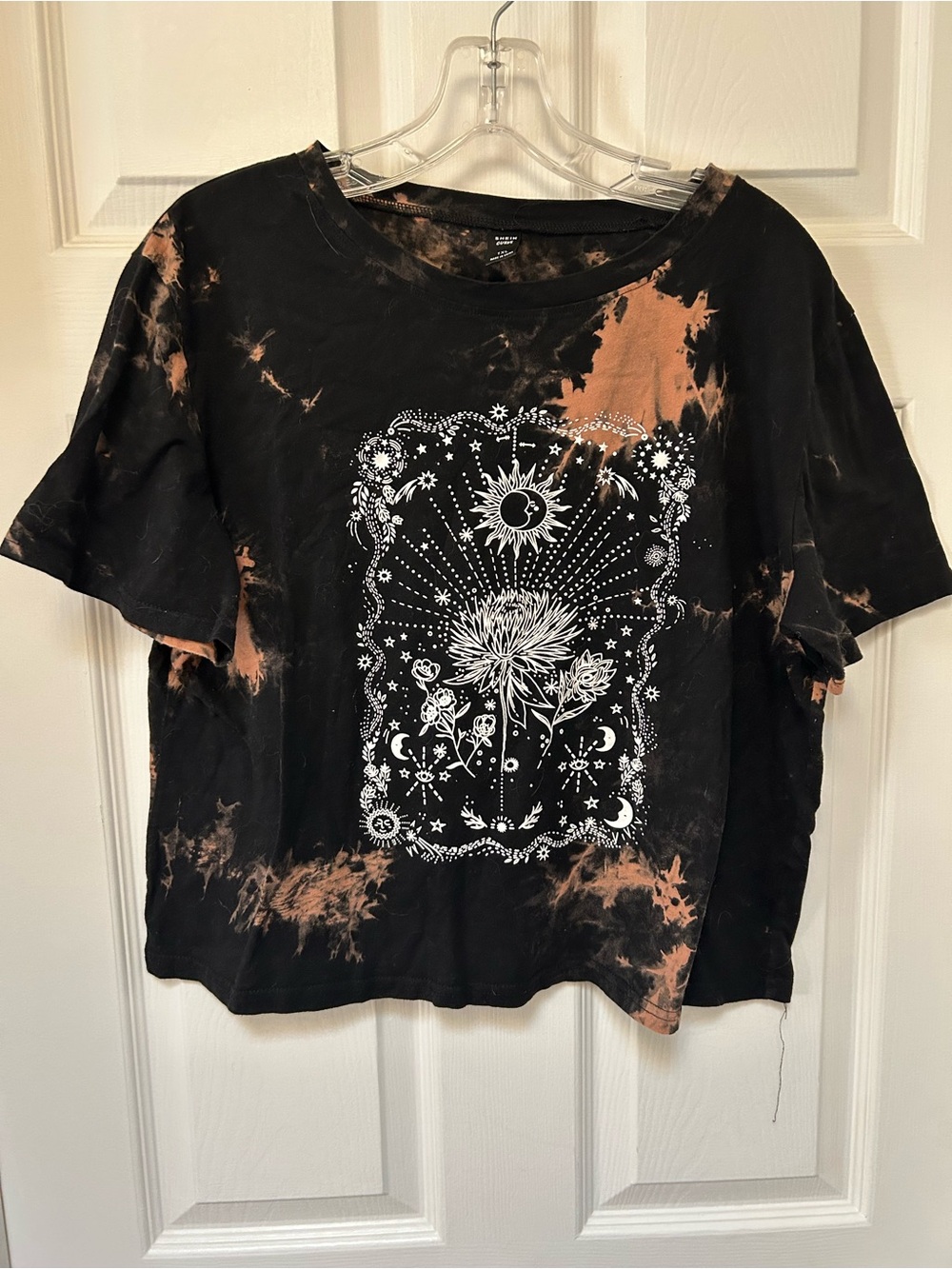SHEIN Black and Rust Tie-Dye Graphic Tee